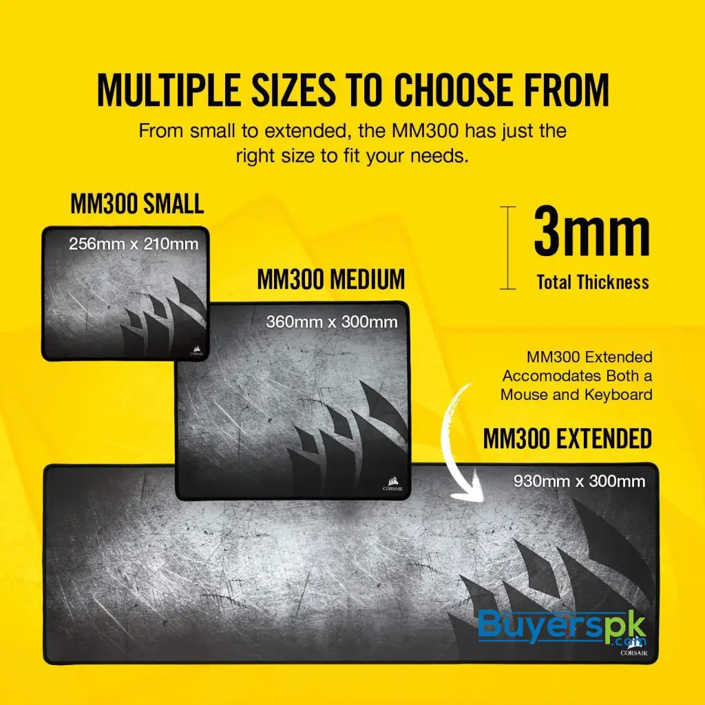 CORSAIR MM300 - Anti-Fray Cloth Gaming Mouse Pad - High-Performance Mouse Pad Optimized for Gaming Sensors - Designed for Maximum Control - CORSAIR MM300 - Anti-Fray Cloth Gaming Mouse Pad - High-Performance Mouse Pad Optimized for Gaming Sensors - Designed for Maximum Control -
